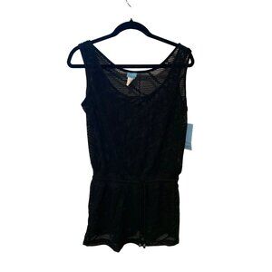 New Dotti Beach Womens Size Small Black Mesh Coverup Dress Swim Beach Resort Tie